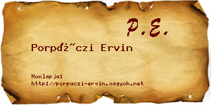 Porpáczi Ervin névjegykártya