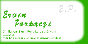 ervin porpaczi business card